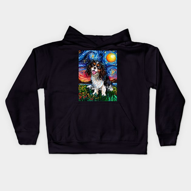 Tri Color Cavalier King Charles Spaniel Night Kids Hoodie by sagittariusgallery